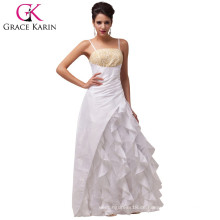 Grace Karin Spaghetti Straps Günstige Long White Abendkleid CL6000